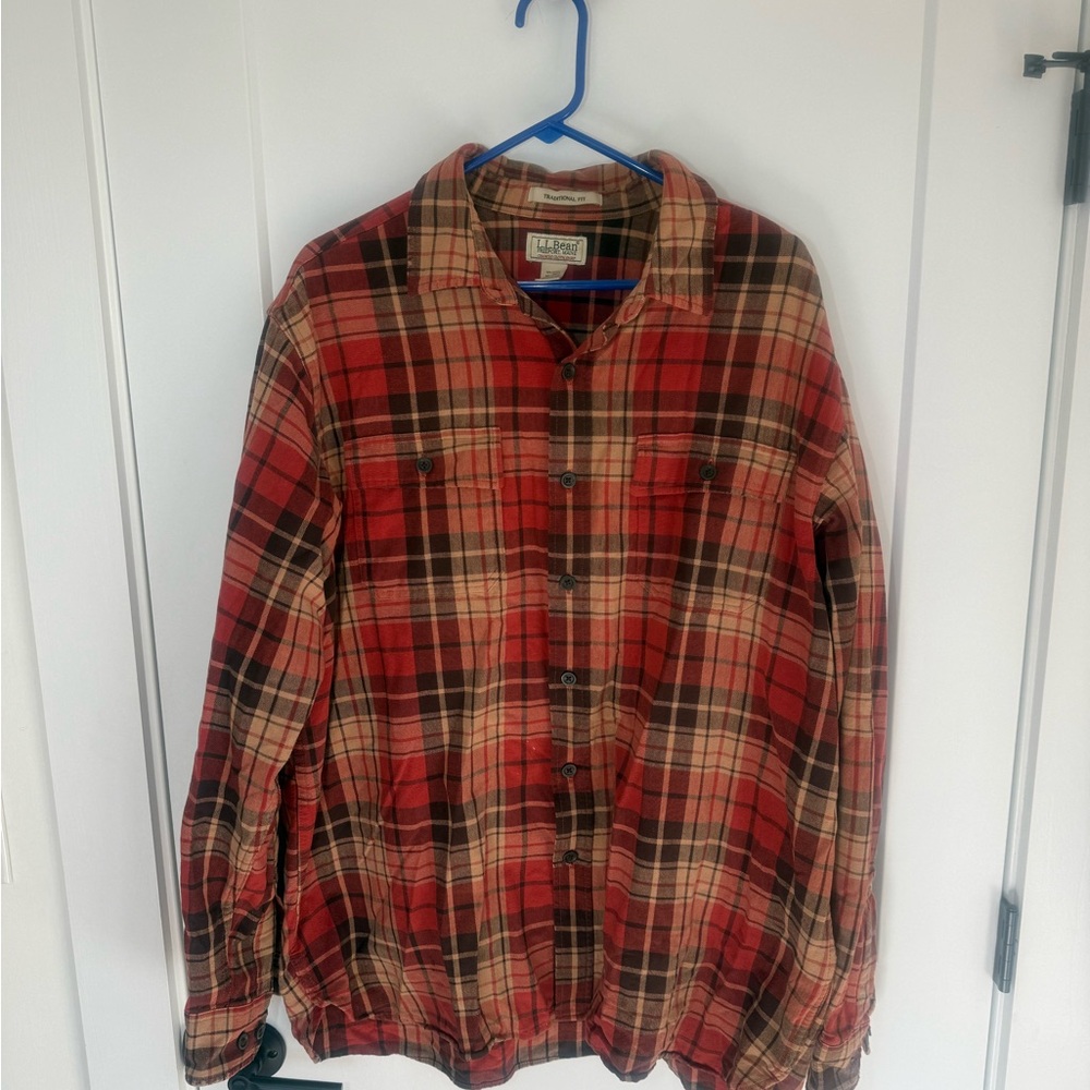 Vintage LL Bean Chamois Cloth Casual Button Down Shirt. Preppy, outdoor. Size XL